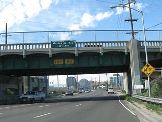 SR 1 (Lincoln Boulevard) continues north from a grade separated intersection with Culver Boulevard to the unincorporated community of Marina Del Rey.