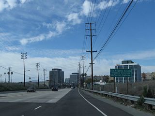 California 1 carries three northbound lanes prior to the intersection with Fiji Way in Marina del Rey.