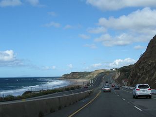 California State Route 1 (Coast Highway) north at Crystal Cove State Park in Orange County