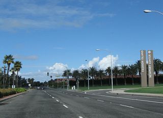 The next intersection is with Newport Center Drive. Turn right here to Fashion Island shopping center.