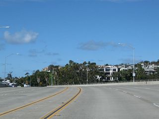 A very wide bridge carries California 1 over Upper Newport Bay; it was built in 1981.