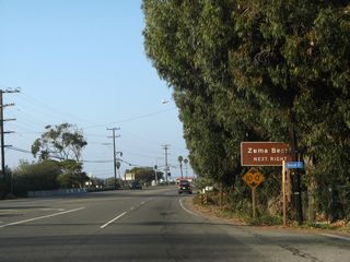 A loop ramp departs from SR 1 northbound next for the access road to Zuma Beach.
