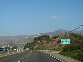 Guernsey Avenue links SR 1 at the west end of Zuma Beach with Morning View Drive.