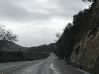 Rock and mud slides can be a problem along these steep cliffs that follow California 1 along El Jaro Creek.