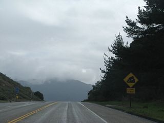 Reaching an elevation of 1,107 feet, California 1 begins its final descent toward U.S. 101 at Las Cruces.