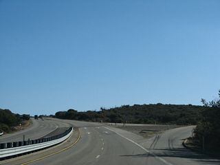Southbound California 1 (Lompoc Casmalia Road) meets Santa Lucia Canyon Road at this off-ramp. Watch for turning traffic at this intersection.