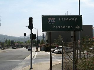After crossing Interstate 210, a loop ramp connects California 2 (Angeles Crest Highway) south to Interstate 210 east to Pasadena.