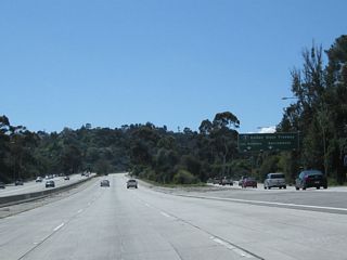 As two lanes depart for Exit 13A, Interstate 5 (Golden State Freeway) north/south, the left three lanes continue southwest on California 2 (Glendale Freeway). The freeway will quickly come to an end.