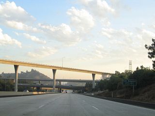 California 2 (Glendale Freeway) leaves Glendale and enters the city of Los Angeles.