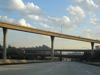 Southbound California 2 (Glendale Freeway) passes through the California 134 interchange, including a series of flyover ramps that pass over the mainline freeway.