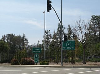The Glendale Freeway begins at its intersection with Foothill Boulevard in La Canada Flintridge. The freeway travels due south through Glendale, then connects with Interstate 5 near Echo Park in Los Angeles. The cardinal direction for California 2 changes from west to south for the length of the freeway.