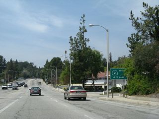 A short distance further east, Foothill Boulevard (former California 118) approaches the turnoff to the Glendale Freeway, which carries California 2 southwest toward Interstate 5 and Echo Park.