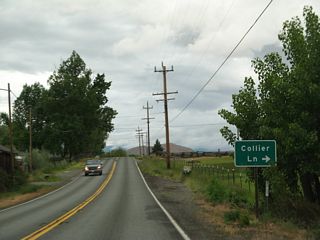Eastbound California 3 (Montague Road) approaches Collier Lane, which might be named for Randolph Collier, the "Father of the California Freeway."