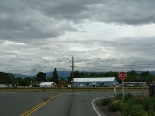 The designated truck route ends at CR A-28, even though the state highway continues a bit further east.