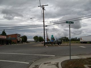 Siskiyou County Route A-28 and California 3 divide at the intersection of 11th Street and Webb Street in downtown Montague. CR A-28 continues north along 11th Street, which becomes Ager Road, while California 3 turns east along Webb Street.