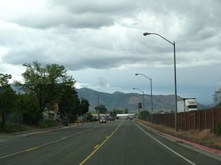 Business Loop I-5, Historic U.S. 99, and California 3 proceed north along Main Street closely parallel to the west side of Interstate 5 in Yreka.