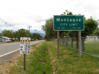California 3 starts its southerly journey along Webb Street at the eastern city limits of Montague, which had a population of 1,443 as of the 2010 Census and was incorporated on January 28, 1909. A pair of postmile markers are located next to the city limits sign. At the time we visited in 2008, there was no initial state highway route marker for California 3.