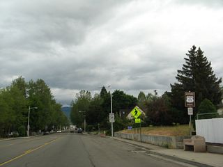 Traveling south along Main Street, a Historic U.S. 99 marker appears.