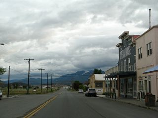 California 3 and Siskiyou County Route A-28 proceeds past the Montague Opera House.