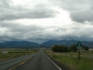 A California 3 south reassurance shield is posted on westbound Montague Road.