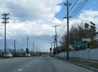 Continuing southeast, San Fernando Road meets Truman Street, which parallels San Fernando Road to the east through downtown San Fernando.
