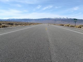 This view looks southwest along U.S. 6 at the Nevada-California state line. From here, U.S. 6 travels southwest to Benton, then almost due south to Bishop and U.S. 395.