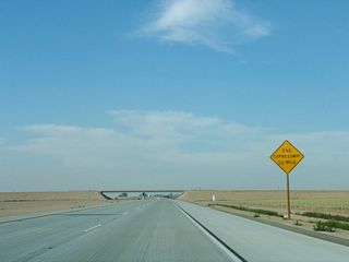 End expressway signs are posted on northbound California 7 as the highway approaches Interstate 8. The transition ramps to Interstate 8 are not especially designed for high speed travel, so reduce speeds.