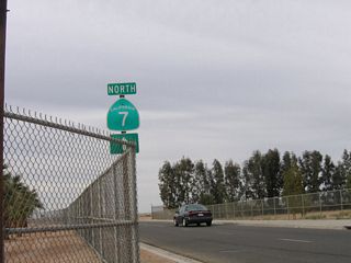 In the Calexico East Border Station, this is the first reassurance shield for northbound California 7.