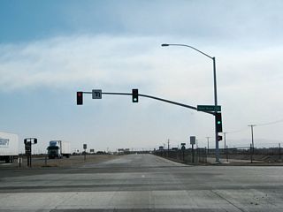 Southbound California 7 meets California 98 at this signalized intersection.