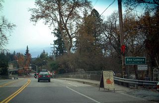 California 9 enters the community of Ben Lomond, approaching the San Lorenzo River bridge.