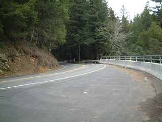 Turnout along northbound in the Henry Cowell Redwoods State Park. This turnout looks out over the San Lorenzo River valley.