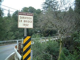 This series of photos was taken at the California 9 Saratoga Creek Bridge, located in Santa Clara County near the San Born-Skyline County Park. As noted by the signage, this is a very old bridge that predates the state route.  It was constructed in 1902. However, the arch bridge has withstood the test of time, and it is still usable as a state route.