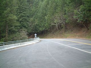 View from a turnout in Henry Cowell Redwoods State Park, looking south along California 9.