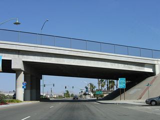 Spanning Indio Boulevard and the adjacent Union Pacific Railroad, the Monroe Street viaduct was built in 1990.