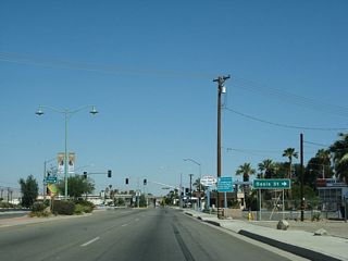 Oasis Street runs south from Indio Boulevard (Historic U.S. 60-70-99) into Old Town Indio and connects to SR 111 and the Coachella Valley Museum.