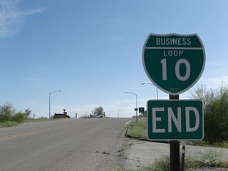 The lone shield posted along Business Loop I-10 westbound was the end shield at the diamond interchange joining SR 78 (Neighbors Boulevard) with Interstate 10 in western Blythe. The assembly was replaced with a shield for SR 78 west by 2024.