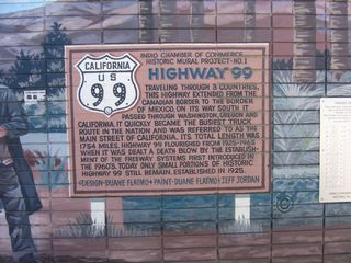Located at Indio Boulevard and Sun Gold Street, Clark's Auto Travel Center at one time hosted a large collection of historical signs, many of which dated back to signs posted by the Automobile Club of Southern California (ACSC) as well as the California Division of Highways (CDOH). The historic sign display no longer in place as of 2008, but an exterior mural provides a background and history of U.S. 99, the "Main Street of California."