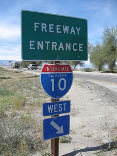 Interstate 10 heads west from Dillon Road and Coachella into Indio en route to Palm Springs and San Bernardino.