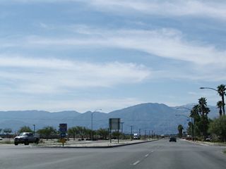 The next left turn from westbound Business Loop I-10 (Dillon Road) connects with Interstate 10 east to Blythe and Phoenix, Arizona.