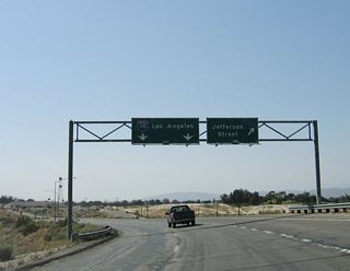 Business Loop I-10 (Indio Boulevard) concluded along the directional ramp joining westbound I-10 after the separation with the ramp to Jefferson Street north.