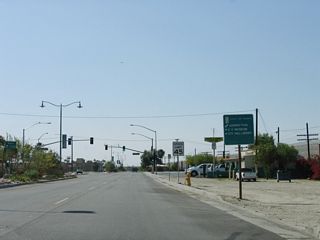 Paralleling the UP Railroad, Indio Boulevard proceeds northwest from Jackson Street to a signalized intersection with Oasis Street to the Indio Civic Center.