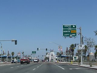 University Avenue meets SR 15 at a diamond interchange by the City Heights neighborhood in San Diego.