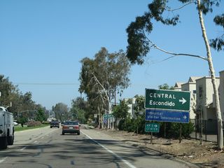 2nd Avenue (San Diego County Route S-6) constitutes the major connector from Business Loop I-15 to Downtown Escondido. Points of interest for the city center include the California Center for the Arts, the civic center and a visitors information center. This button copy sign was repalced by 2012.