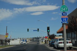 Barstow Road stems 0.75 miles south from Business Loop I-15 (Main Street) to Interstate 15 at Exit 183. SR 247 runs south along Barstow Road from I-15 to Barstow College, then onward to Lucerne Valley, Yucca Valley and Joshua Tree National Park.