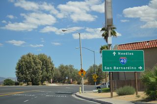 An entrance ramp joins the end of Business Loop I-15 with the final mile of Interstate 40 west.