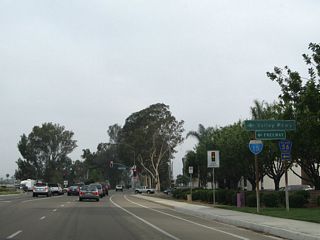San Diego County Route S-6 (Valley Parkway) westbound leads to Interstate 15 at Exit 31. County Route S-6 becomes Del Dios Highway as it crosses the hills between Escondido and Del Mar/Solana Beach on a southwesterly trajectory.  It ends at Coast Highway 101 (CR S-21 / Old U.S. 101) just west of the Del Mar Fairgrounds.
