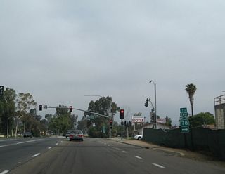 The trailblazer for SR 78 east was removed due to road work adding a right turn lane in 2011. SR 78 follows Washington Avenue east from N Broadway en route to San Pasqual Valley and Julian.