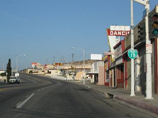 The historic route of U.S. 91 follows Historic U.S. 66 southwest to San Bernardino.