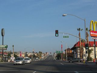 Cal Avenue ties into E Main Street north from an industrial park area east of I-15, north of I-40 and west of Barstow Mall.