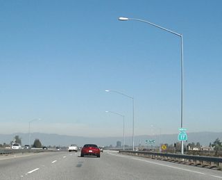 This reassurance shield for California 17 is posted after the Lark Avenue on-ramp but prior to passing over California 85.